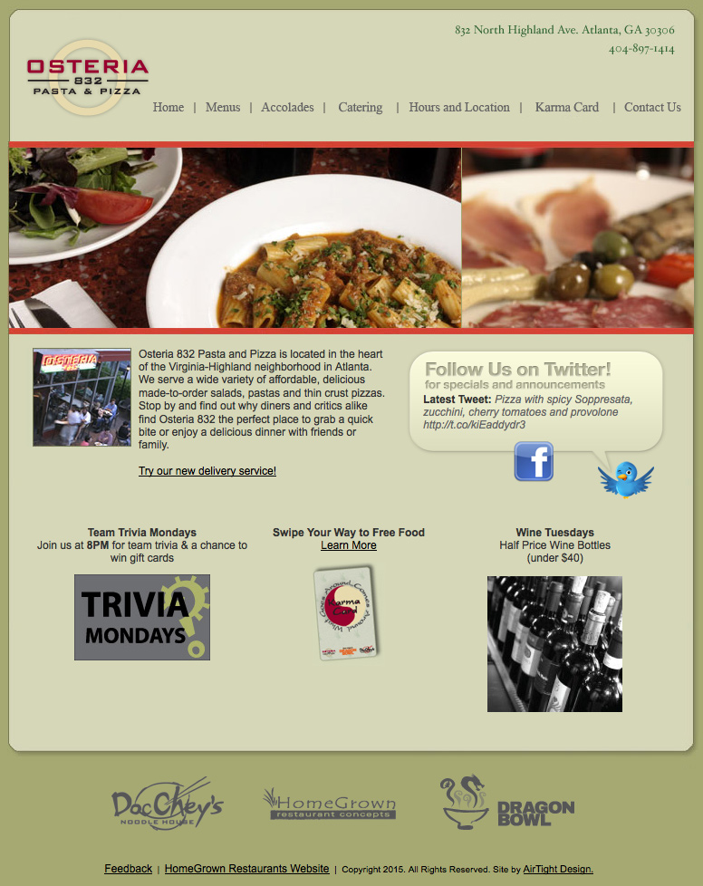 Osteria Original Homepage