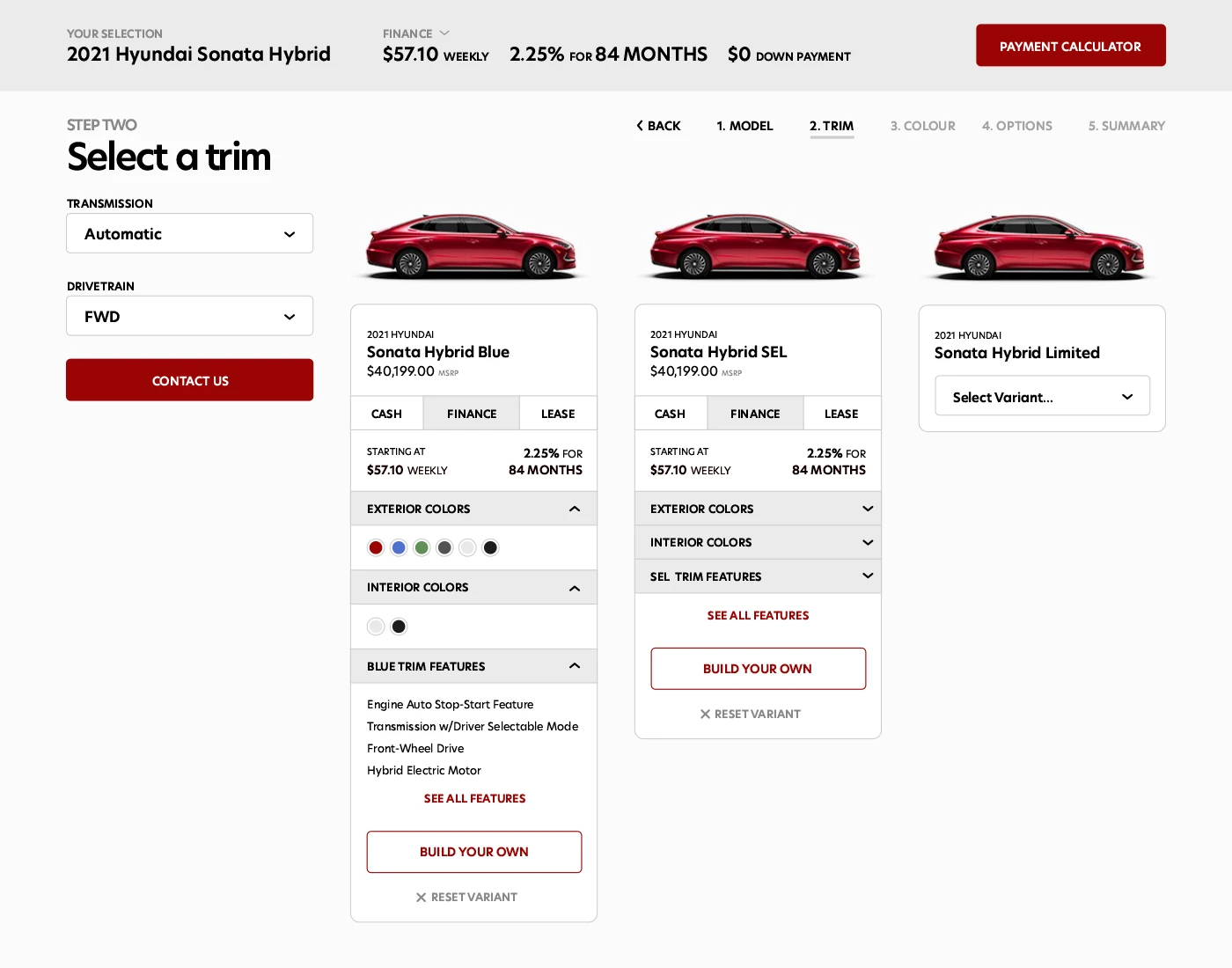 Dealertrack trim selection.