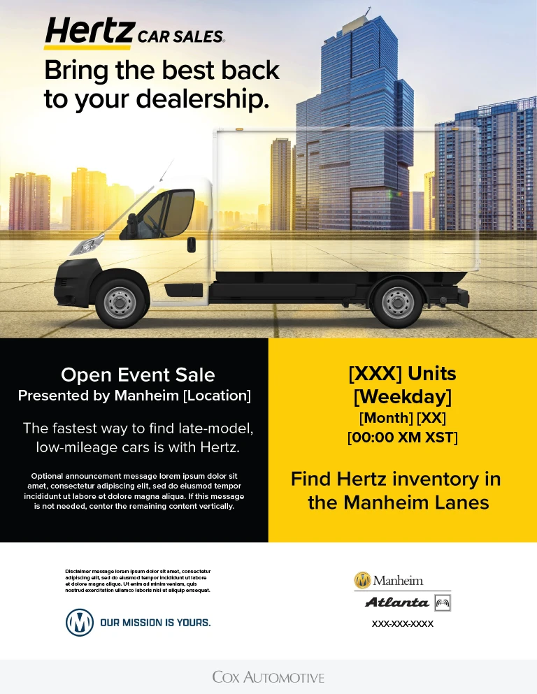 Hertz editable PDF flyer, option two.