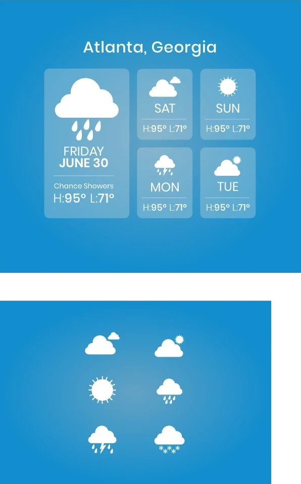 Scalable weather widget in portrait orientation.