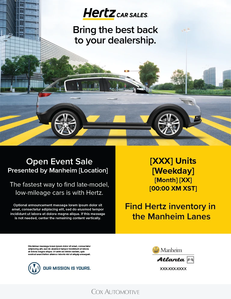 Hertz editable PDF flyer, option one.