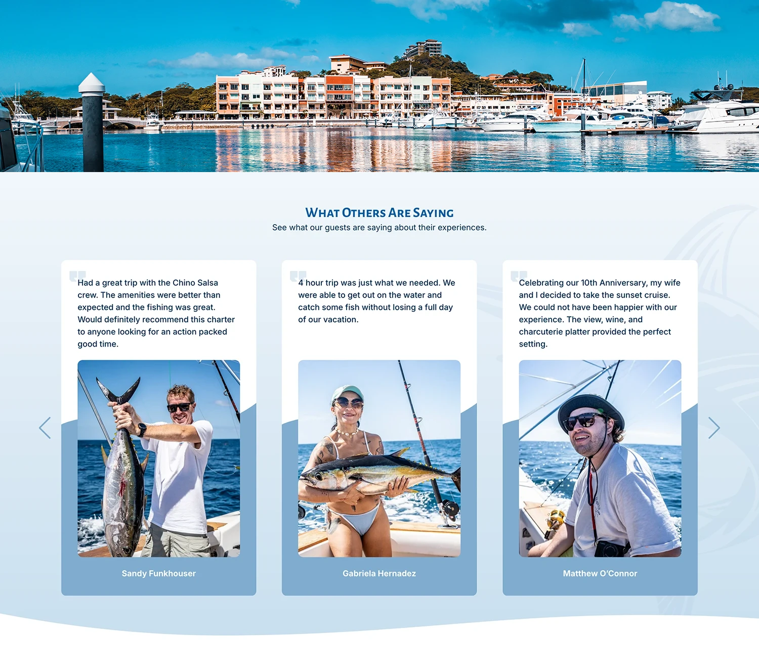 Testimonials section design.