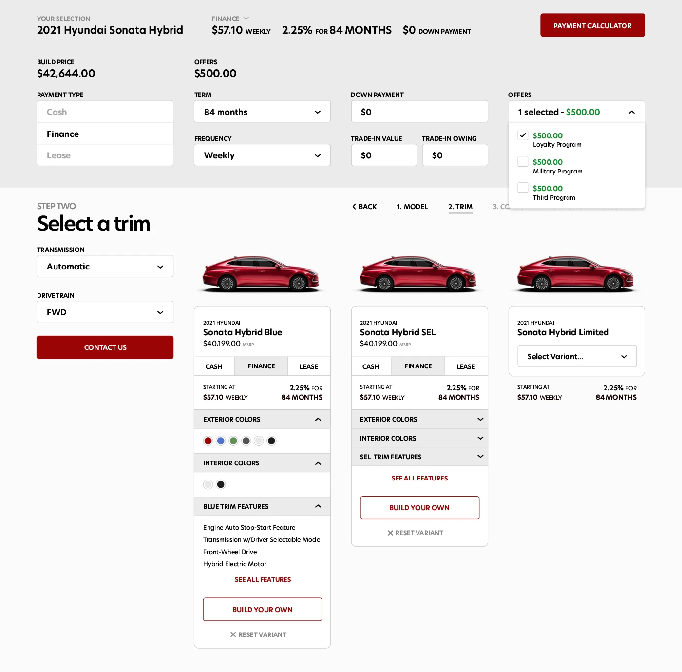 Dealertrack color selection.