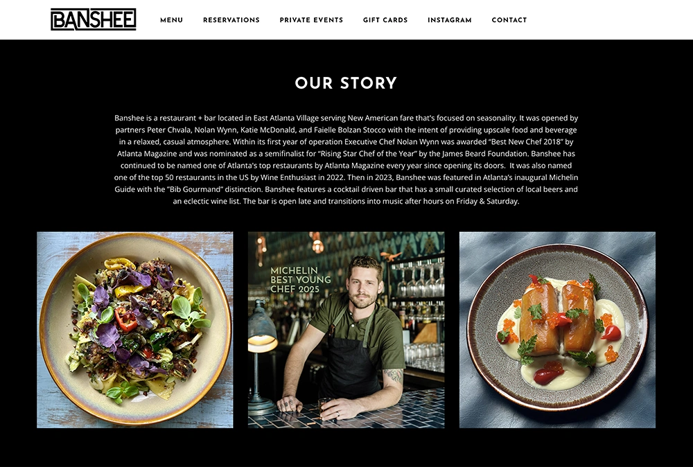 Banshee website story section
