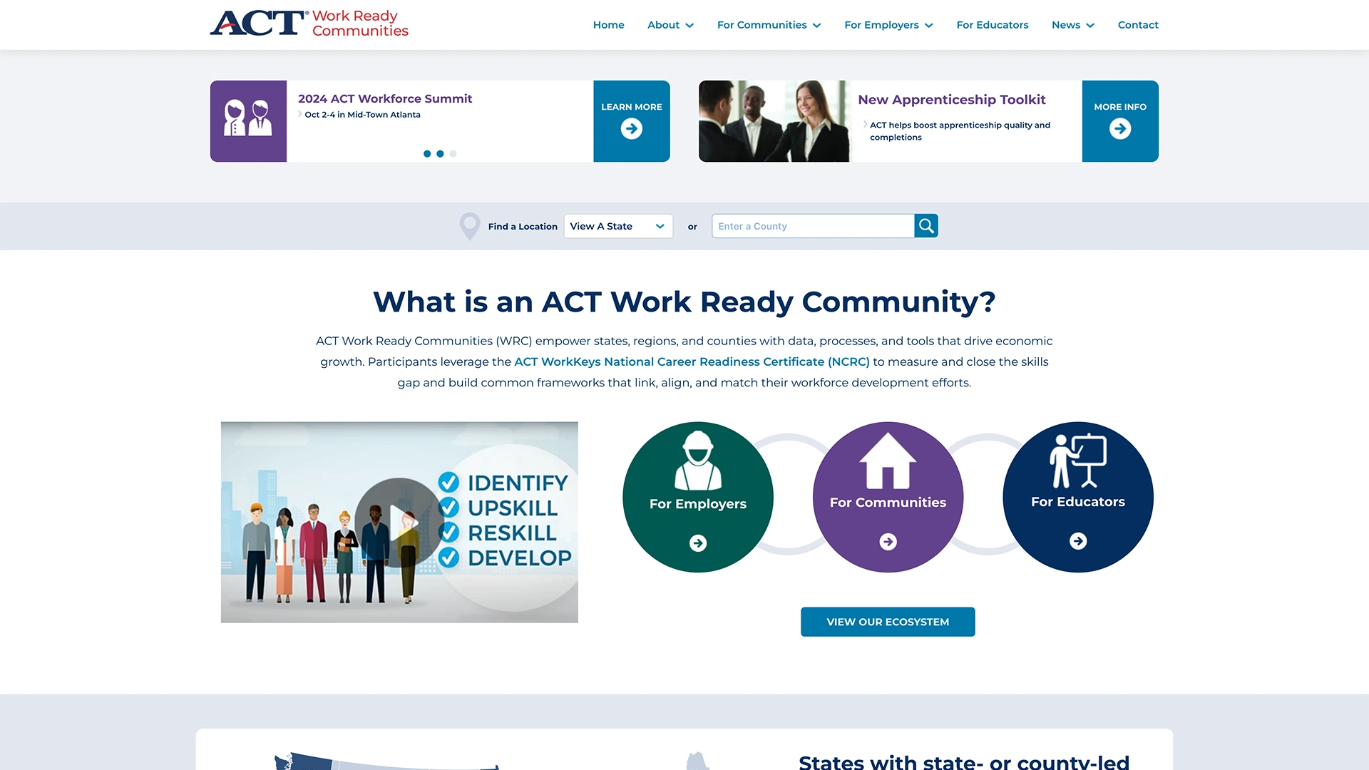 ACT Work Ready Communities website design.